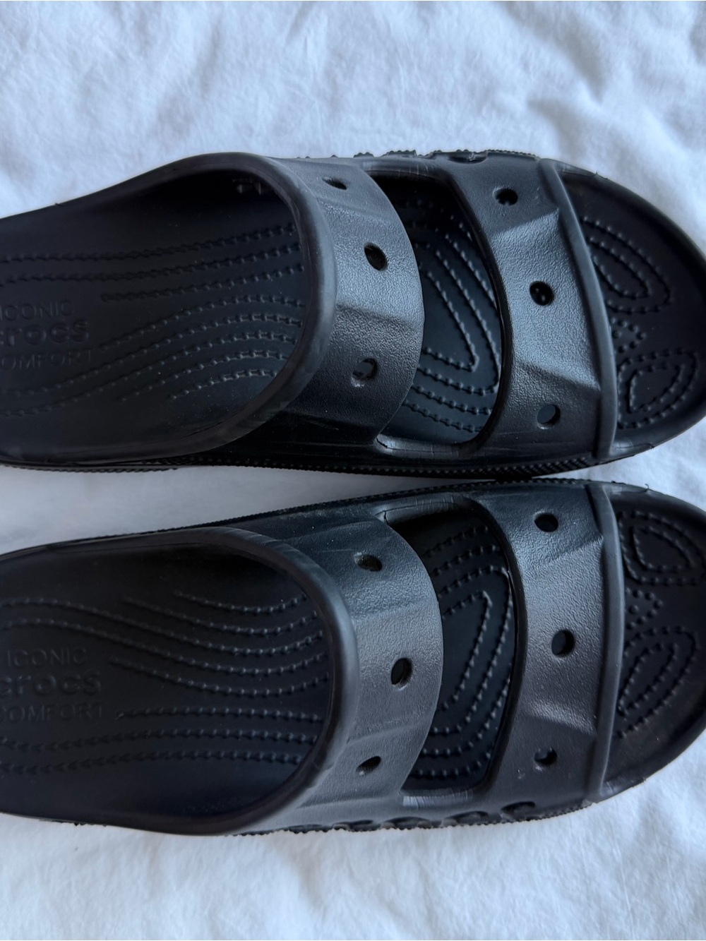 CROCS Women's Black Double-Strap Slide Sandals